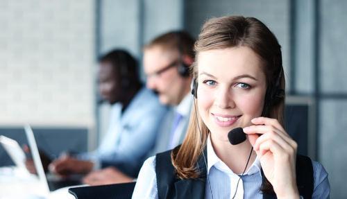 Law firm receptionist with headset